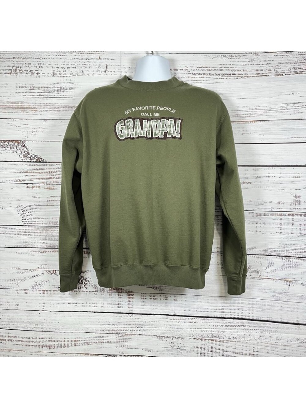 M&C Sport Olive Green Grandpa Embroidered Fleece Vintage Sweatshirt